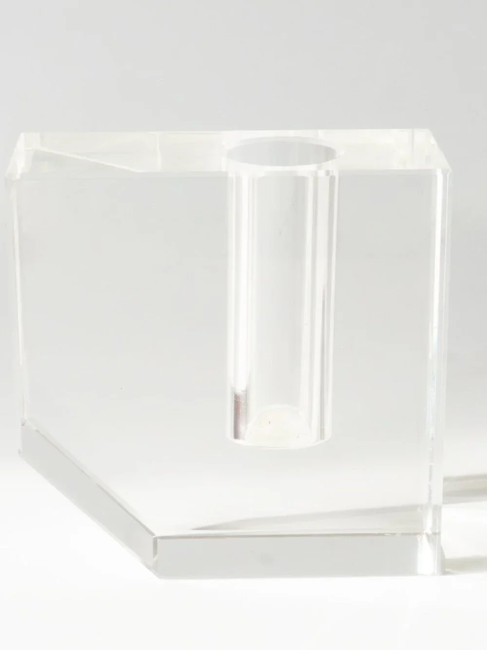 Vintage Clear Crystal Glass Bud Vase Cube Beveled 4